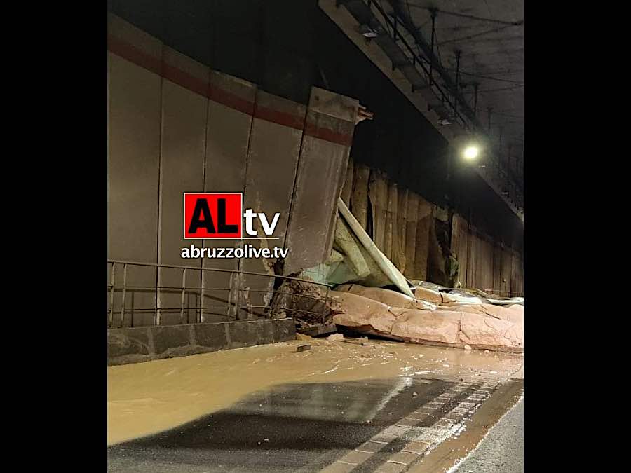 A14: niente pedaggio da stanotte tra Pescara sud e Pescara ovest per lavori in galleria crollata