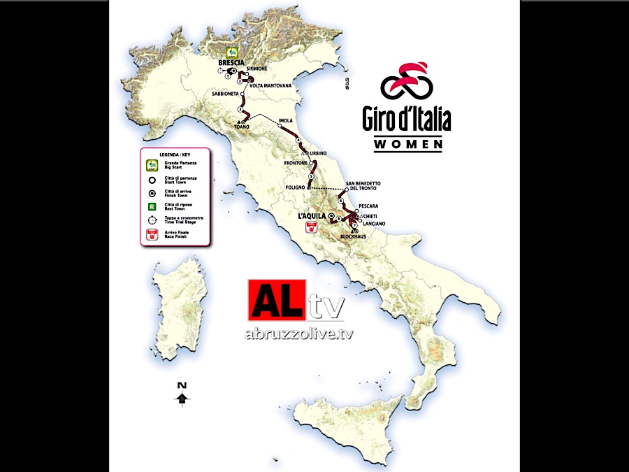 A Lanciano partenza di tappa del Giro d'Italia femminile. Tre le tappe in Abruzzo