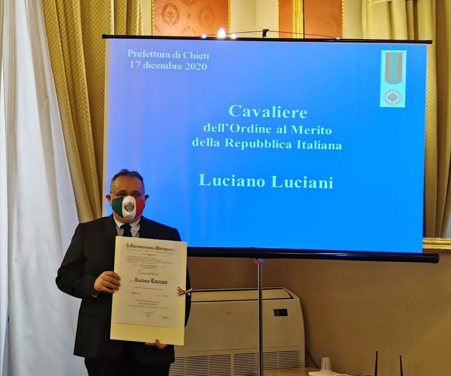 Lanciano. Luciano Luciani insignito del titolo di Cavaliere della Repubblica. 'Una vita dedicata al prossimo'
