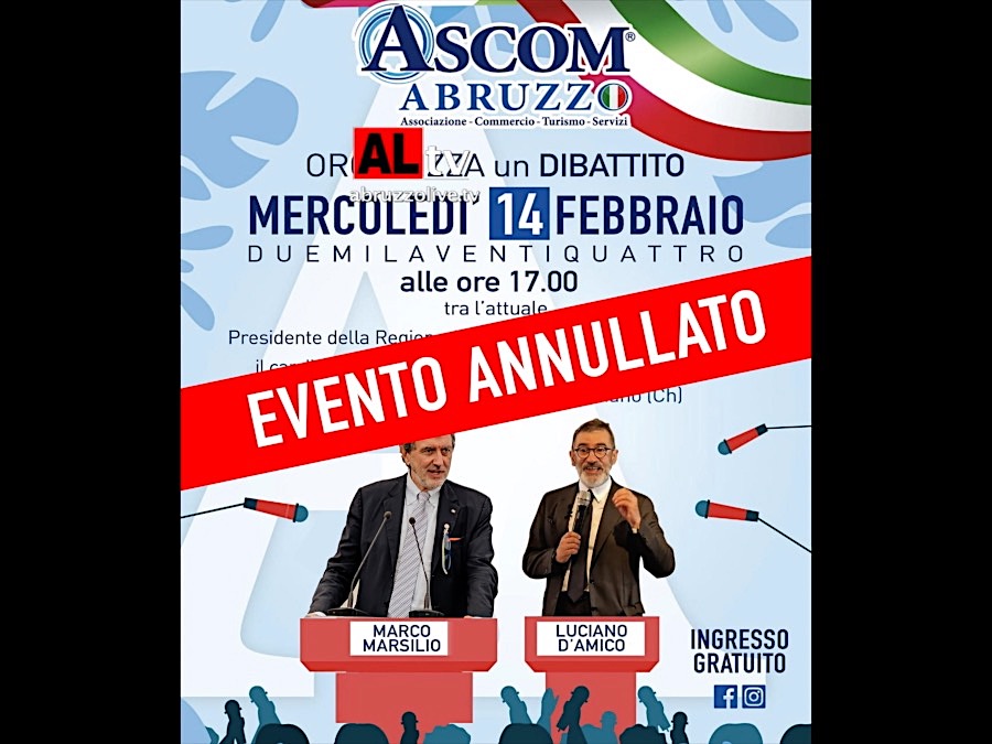 Elezioni regionali Abruzzo al vetriolo. Confronto tra Marsilio e D'Amico: annullato a Lanciano. Si sposta su tv privata