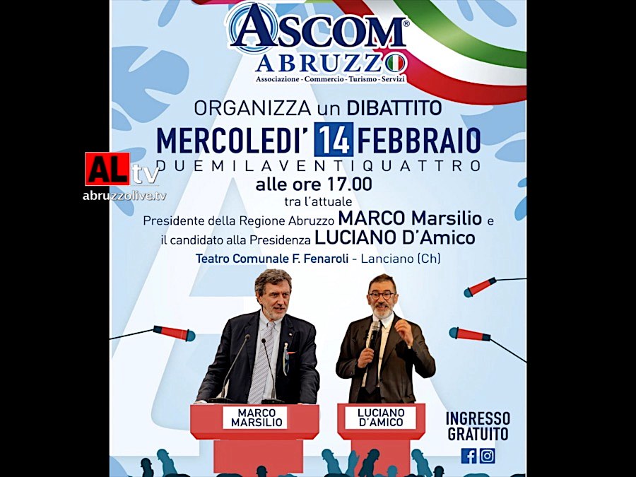 Elezioni regionali 2024. Confronto pubblico tra Marsilio e D'Amico il 14 febbraio a Lanciano