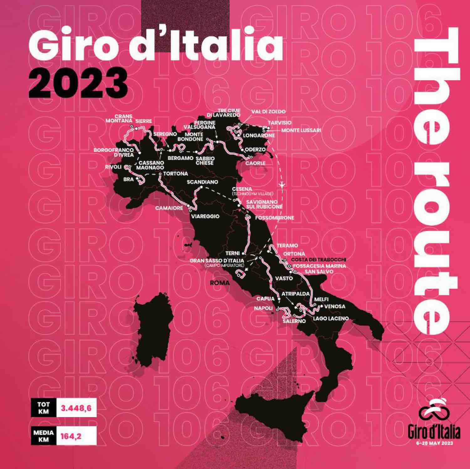 Ecco il 106esimo Giro d'Italia: partenza in Abruzzo e arrivo a Roma