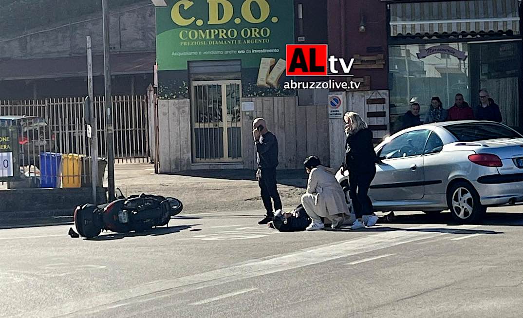 Schianto tra auto e scooter in via per Fossacesia a Lanciano: motociclista ferito. Chiuso ultimo tratto della strada