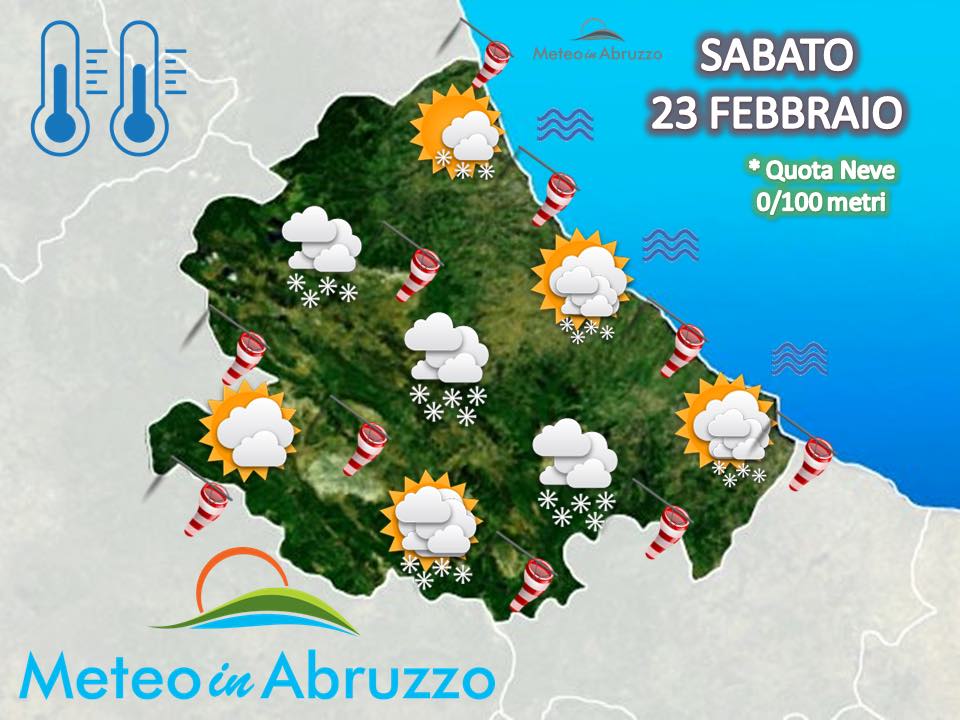 Che tempo fa in Abruzzo. Freddo in arrivo: venti forti e fiocchi di neve anche in pianura