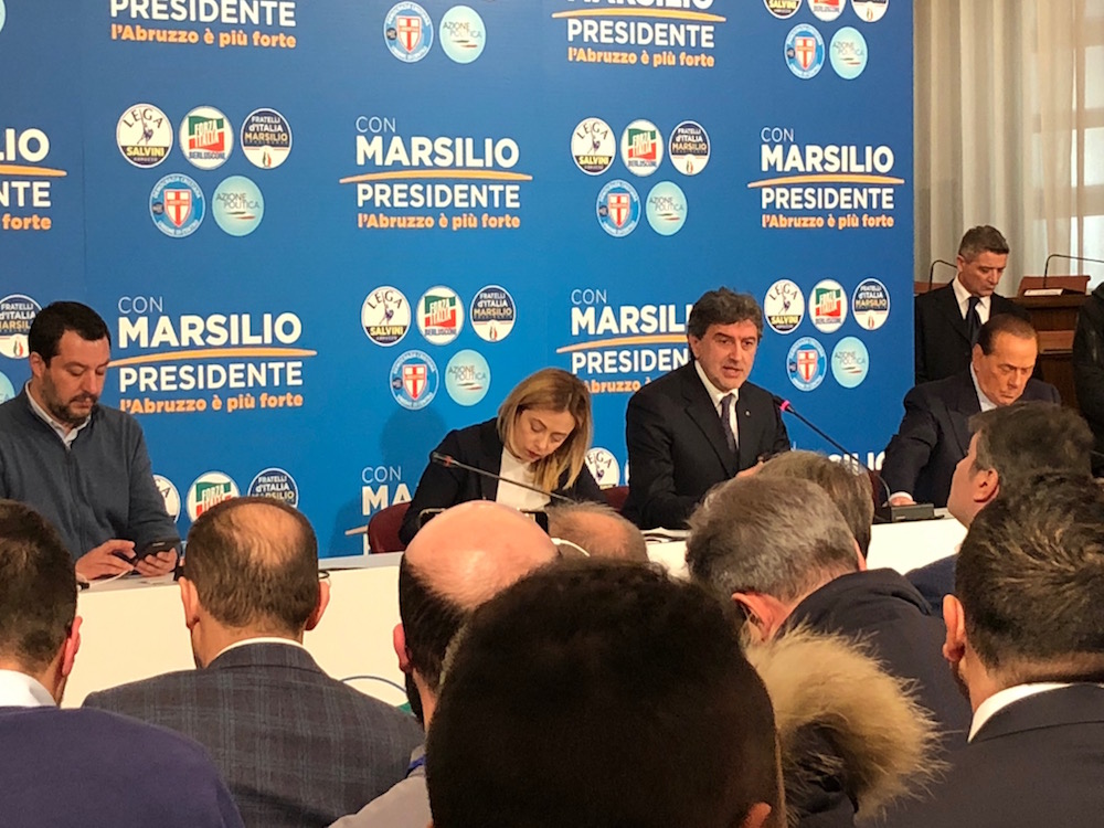 Elezioni Regione Abruzzo. Salvini, Meloni e Berlusconi: 'Qui insieme per vincere'
