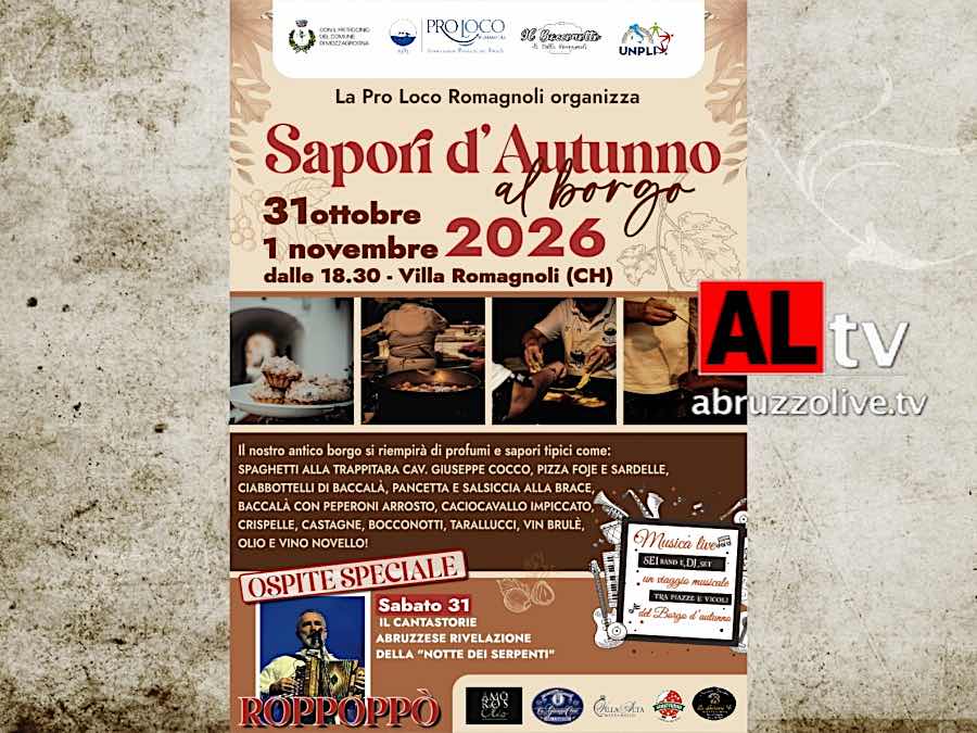 Mozzagrogna. 'Sapori d’autunno' al borgo: a Villa Romagnoli serate tra gusto, musica e tradizione